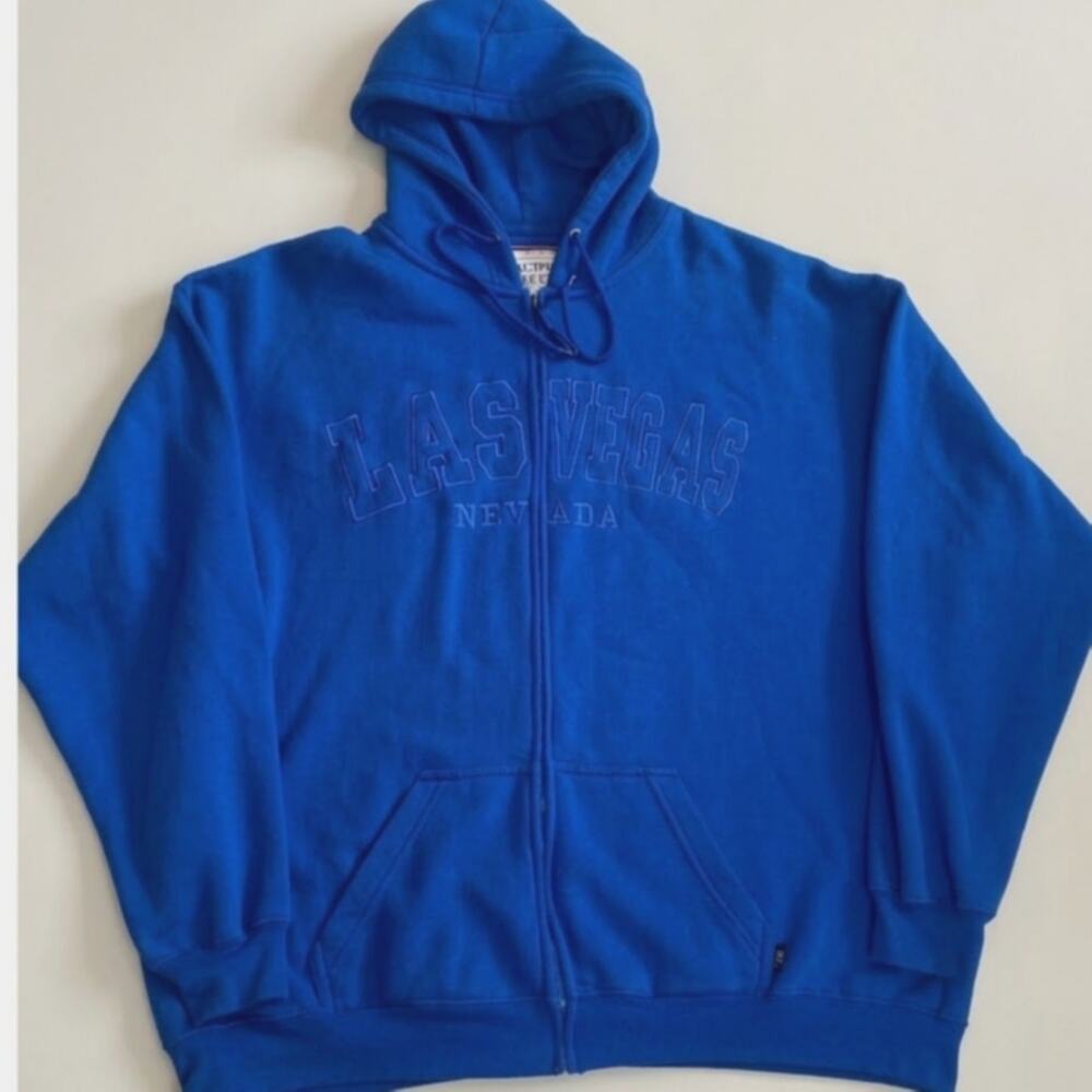 Pacific & Co. Las Vegas Nevada Embroidered Full Zip Hoodie Jacket Blue Men XXL